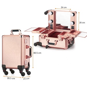 Cosmetic beauty case, di alluminio cosmetico di trucco portable viaggi dell'organizzatore della cassa del sacchetto, salone di bellezza professionale caso cosmetico - Product Image 3