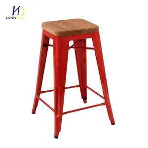 Hohe Qualität Home Möbel Industrie Metall Barhocker Bar Stuhl Mit Holz Sitz