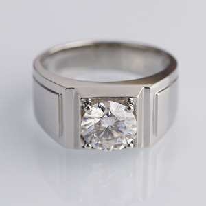 9mm 3carat moissanite Platinum 950 or 18k white gold ring for man