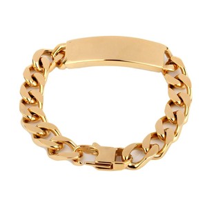 Oro del Cadena del encintado del acero inoxidable de la pulsera de identificación de vínculo cubana pulsera del motorista - Product Image 5