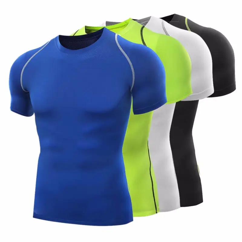 Camiseta masculina de compressão, roupa fitness, para treino, esportes, roupa fitness, para corrida