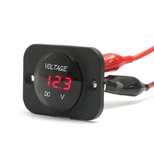 Voltímetro digital, voltímetro digital de led para motocicleta e carro à prova d'água de 12-24v