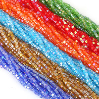 200/Beutel 12 Farbe 2MM geschnittene Kristallglas perlen Hohl quadrat facettierte Glasperlen für die Schmuck herstellung DIY Armband Ohrringe