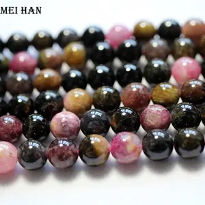 Natural mineral 8mm tourmaline semi-precious gemstone loose beads stone for jewelry making bracelet