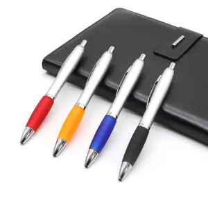 Fashionable High Quality Durable Plastic Metallic Color Barrel Soft Black Grip Gift Jump Click Button Simple Ballpoint Pen