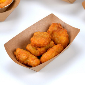 Caja de embalaje de aperitivos de papel Kraft personalizada OEM bandeja rígida de comida rápida <span class=keywords><strong>para</strong></span> patatas fritas laminación brillante y grabado - Product Image 3
