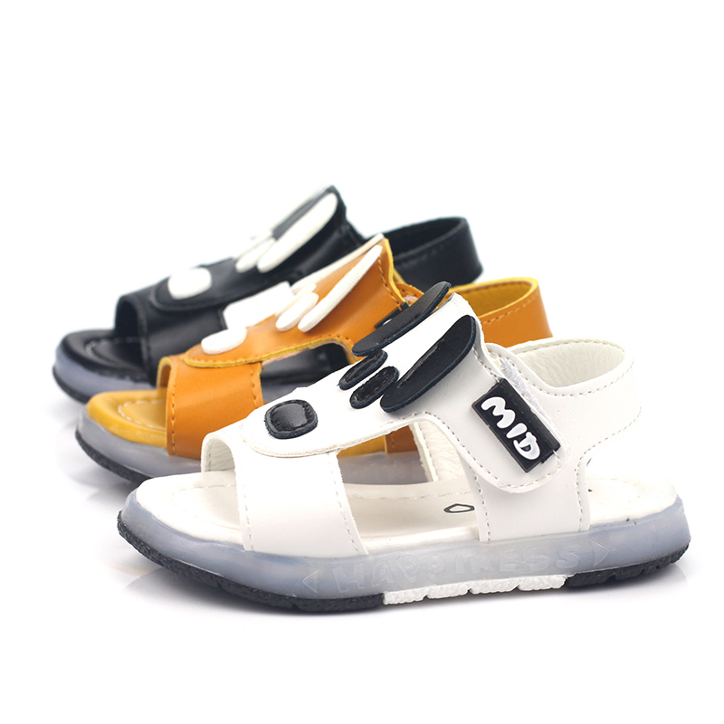 Лидер продаж, детские сандалии для мальчиков, пляжная обувь корейской версии со светодиодной подсветкой