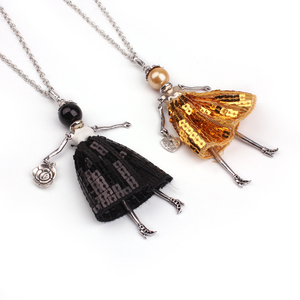 スタイリッシュな最新の人形ネックレス金メッキフレンチ人形ペンダントネックレス - Product Image 3