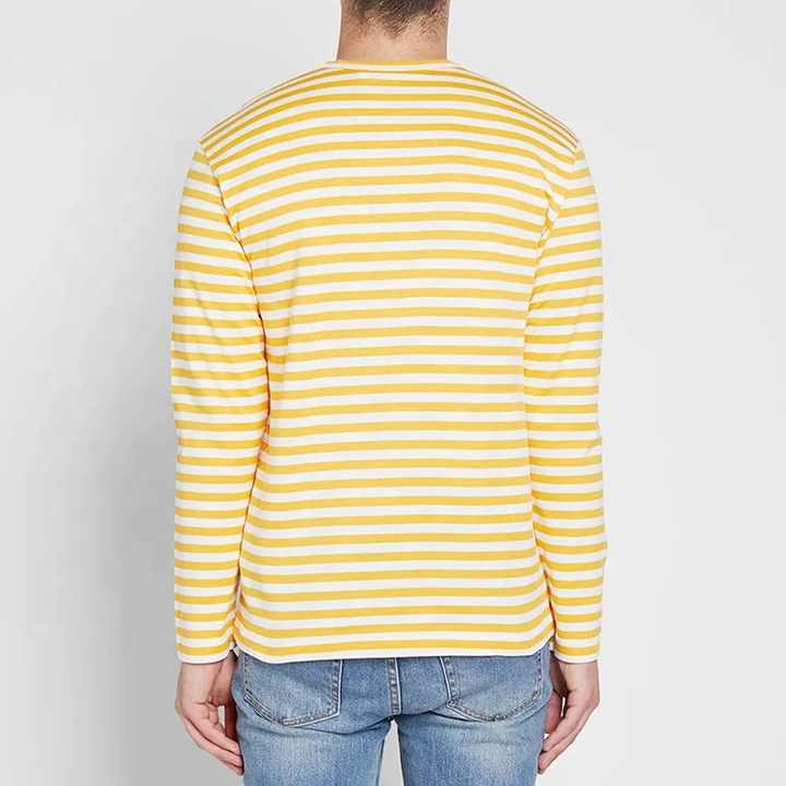 yellow and white striped long sleeve shirt