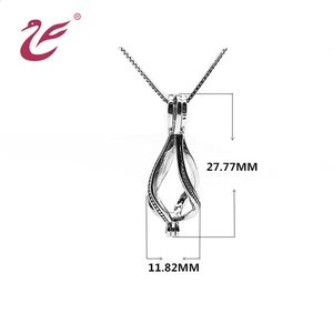 Sevgililer günü moda tasarım inci kafesleri 925 ayar gümüş inci kafes kolye takı kolye diy yapımı - Product Image 3