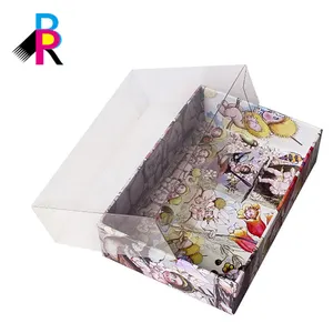 Groothandel Custom Afdrukken Glanzend Papier Sterke Kartonnen Doos Met Duidelijke Transparante Deksel Display Gift Box Set