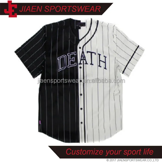 男性用野球シャツファッション空白クラシックデザイン無地黒と白安い本物の野球ジャージボタンダウン