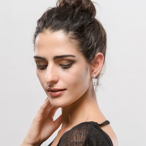 LUOTEEMI büyük uzun küpe çift ters üçgen içi boş köpüklü kübik zirkon mikro kadınlar Dangle uzun küpe - Product Image 2