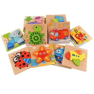 Деревянный 3D-пазл для детей, детская игрушка-головоломка, мультяшное животное, автомобиль, деревянные головоломки для малышей