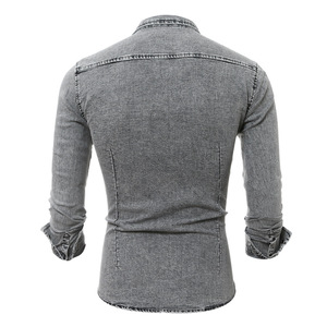 <span class=keywords><strong>Camicia</strong></span> Casual da <span class=keywords><strong>Uomo</strong></span> in <span class=keywords><strong>Denim</strong></span> di Alta Qualità a Maniche Lunghe - Product Image 6