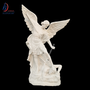 Estatua de lucha con escultura de dragón de Saint George, piedra travertina Natural de tamaño real, mármol - Product Image 4