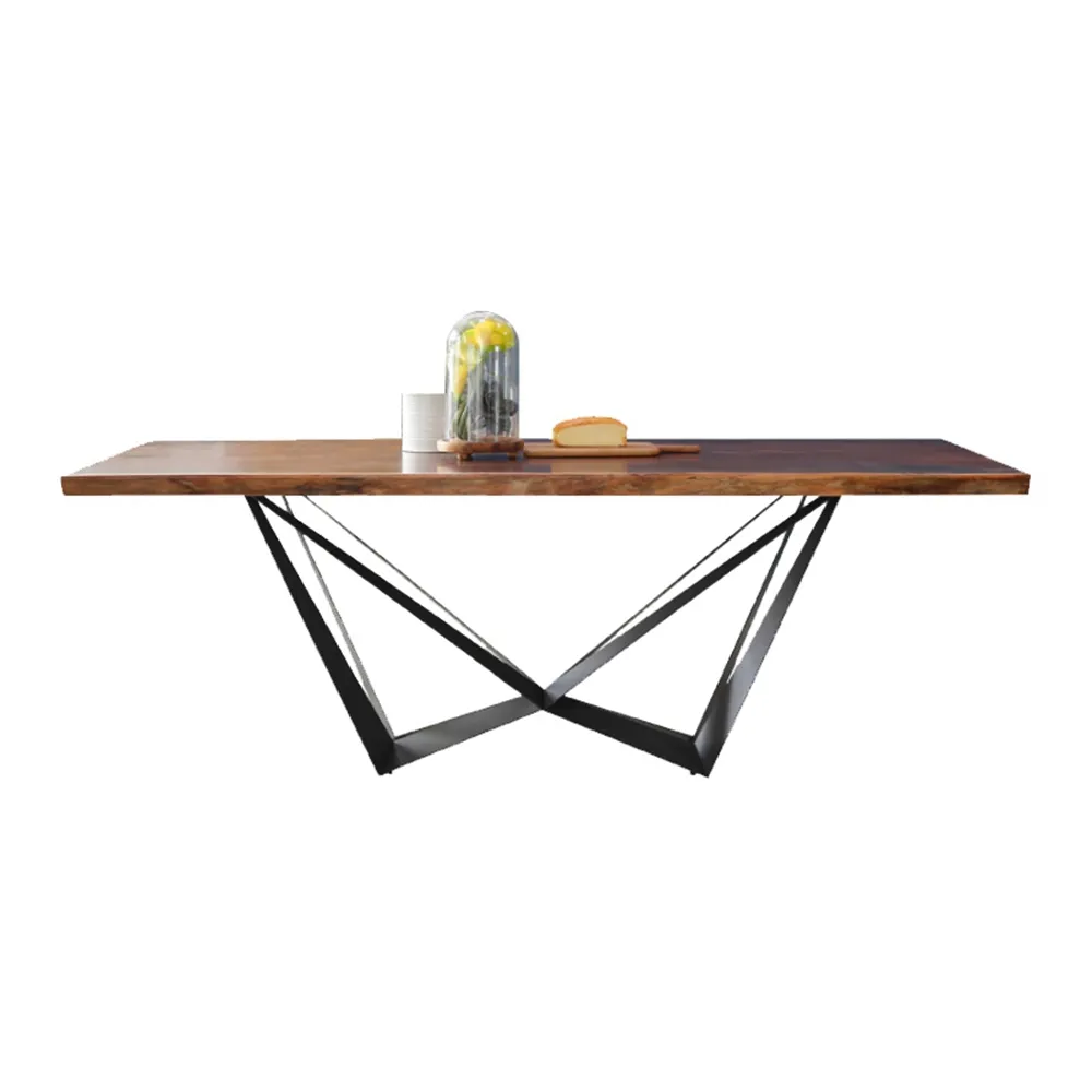 Tavolo da pranzo moderno in legno di <span class=keywords><strong>noce</strong></span> con Base rettangolare in metallo di personalità rettangolare in stile sudamericano