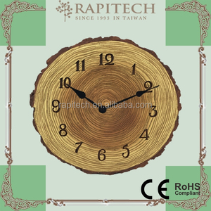 Reloj de pared de cuarzo de 9 pulgadas con diseño de madera rústica Pantalla de aguja de poliresina de una sola cara para interiores y exteriores - Product Image 2