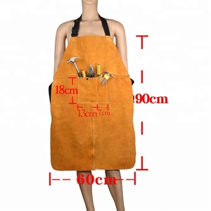 Custom Wärme Beständig Gelb Kuh Leder Schweißen Schürze für Industrielle Arbeit - Product Image 3
