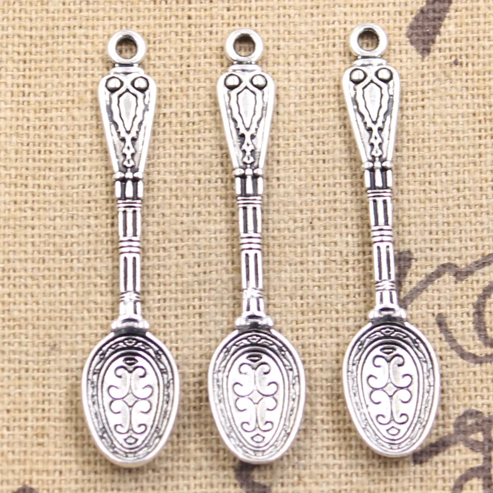 Charms pattern spoon Antique Silver Plated Pendants Making DIY Handmade Tibetan Silver Jewelry