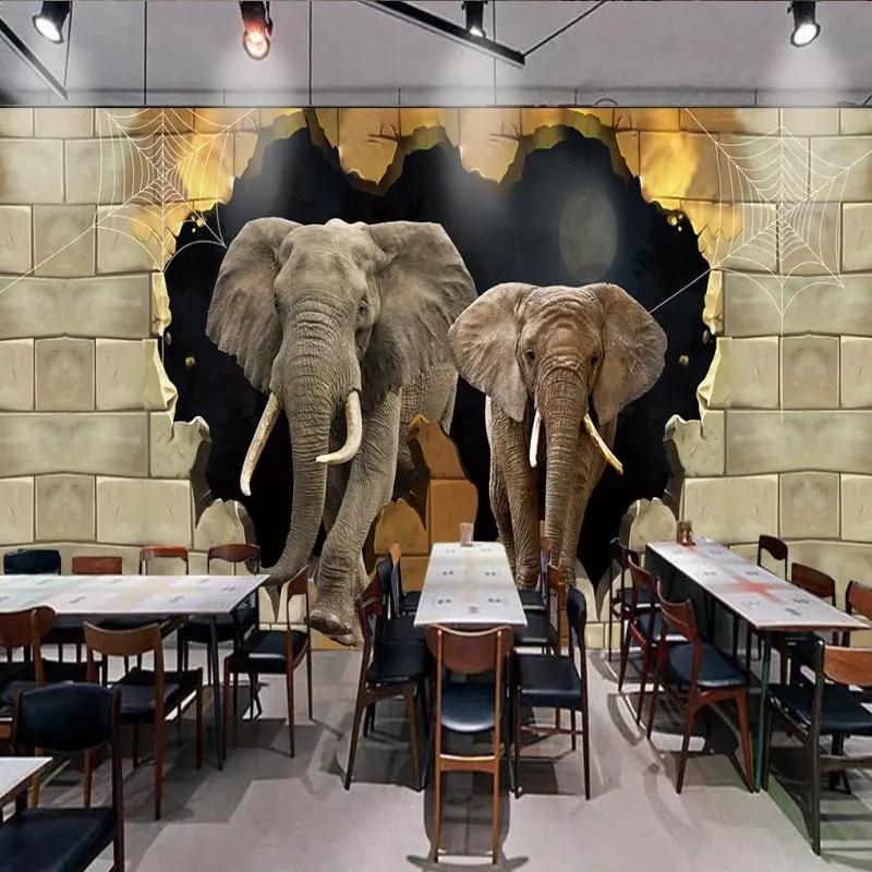 خلفيات نوم الفيل حائط الخلفية 3D جدارية الفيل كسر جدار اللوحة الزخرفية ادنى خلفية الحدود فتاة Wallpa