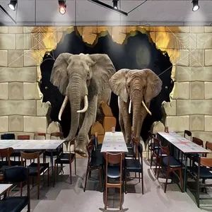 Wallpaper Bedroom Elephant Background Wall 3D Mural Elephant Broken Wall Decorative Painting Lowes Wallpaper Borders Girl Wallpa