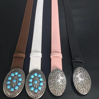 Ovale Turquoise En Forme De Boucle En Métal En Cuir Véritable Pleine fleur Marocaine Femmes Ceinture pour Robe Accessoire