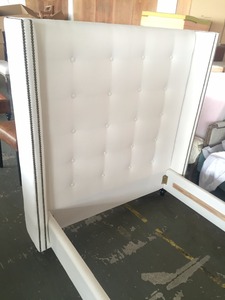 <strong>Rustic</strong> Hampton Style Antique White Tufted Headboard Queen Size Oak Frame Wooden <strong>Bed</strong> - Product Image 6