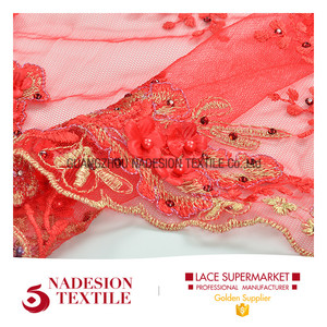 2017 nouvelles conceptions indiennes rouge dentelle matériel - Product Image 3