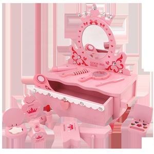 Jouets éducatifs créatifs en rose pour filles, ensemble de jeu de <span class=keywords><strong>maquillage</strong></span>, commode en bois, cadeau pour filles - Product Image 3