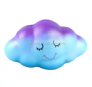 Mainan stres galaxy cloud busa PU lembut anti stres mainan naik lambat dengan senyum untuk promosi pereda stres