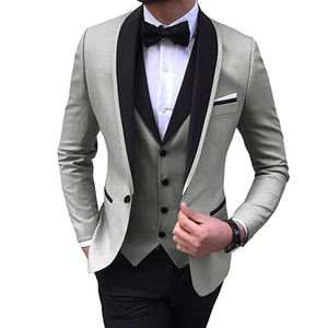 Costume homme formel 3 pièces coupe classique revers châle uni pour bal de promo et mariage (Blazer+Gilet+Pantalon) <span class=keywords><strong>2019</strong></span> - Product Image 3