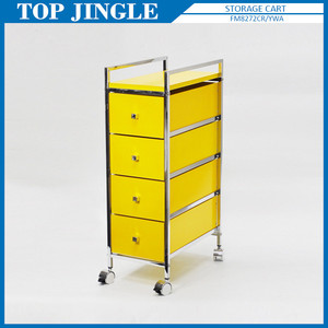 Organisateur de bureau à tiroirs étroits à 4 niveaux avec tube métallique carré Chariot à 4 roues en forme de rectangle - Product Image 3
