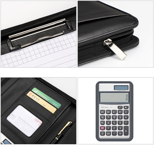 Tùy chỉnh A4 đa chức năng clipboard PU da thư mục tập tin với máy tính dây kéo danh mục đầu tư có tính năng biểu tượng tùy chỉnh - Product Image 4