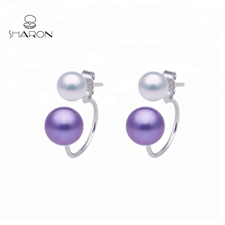 2020 Fashion 925 Sterling Silver Round Jewelry Simple Pearl Hoop Earrings