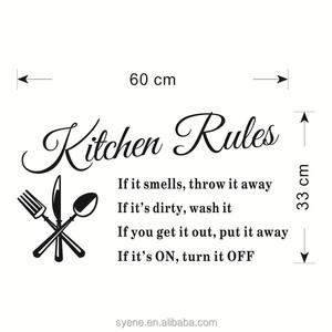 Mattonelle della parete della cucina adesivi 3d di arte citazioni regole cucina <span class=keywords><strong>lettere</strong></span> <span class=keywords><strong>per</strong></span> la cucina in camera autoadesivi della parete della decalcomania Del Vinile Autoadesivo smontabile Della Parete - Product Image 6