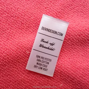 Top Stiksels Inhoud Afdrukken Satijnen Label Voor T-shirt, Zacht Gevoel Wassen Kleding Label