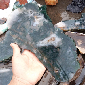 Rebanadas de piedras <span class=keywords><strong>preciosas</strong></span> semipreciosas de ágata musgo áspera de corte natural, venta al por mayor para decoración del hogar - Product Image 2