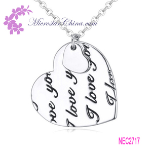 Nouveau arrivé haute qualité stock mode ronde pas cher gravé love you oui <span class=keywords><strong>je</strong></span> aime <span class=keywords><strong>te</strong></span> aime collier - Product Image 3