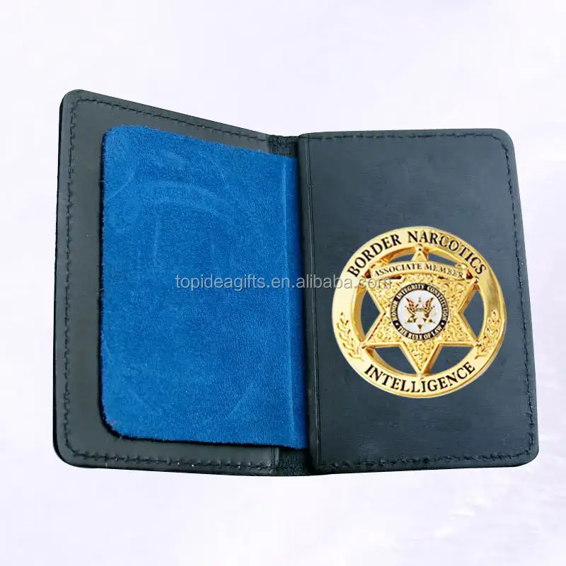 Badge porte-monnaie en métal et cuir, badge fête des états-unis sherff Star, membre Intelligence, ID