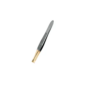 professional eyebrow tweezers stainless steel Slant tip/ flat Tip /tong tip half gold plated tweezers