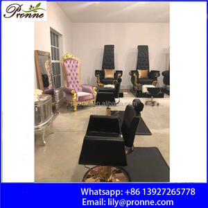 Nail <span class=keywords><strong>lounge</strong></span>-sillas de pedicura doradas y negras, estilo barroco, con bol para pedicura - Product Image 4