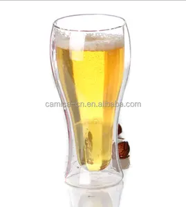 420ML Hand Blown Double Wall Beer Glass; Drinking Glass for Beer