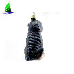 Ornamento adorabile del cane di <span class=keywords><strong>natale</strong></span> di <span class=keywords><strong>vetro</strong></span> nero di nuova moda per la decorazione della famiglia - Product Image 5