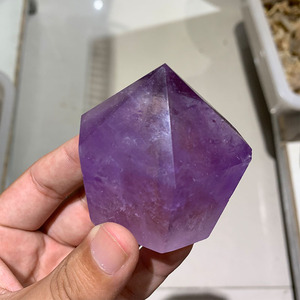 Punta di Cristallo di Ametista Naturale, Cristallo per il <span class=keywords><strong>Chakra</strong></span> della Gola, Punta con Base Tagliata - Product Image 6
