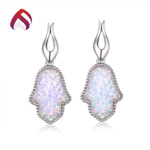 Pendientes de ópalo blanco <span class=keywords><strong>HAMSA</strong></span> para <span class=keywords><strong>la</strong></span> joyería de moda al por mayor SER81103 - Product Image 1