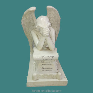 Fábrica personalizada hecha a mano tallada al aire libre de <span class=keywords><strong>la</strong></span> decoración de <span class=keywords><strong>la</strong></span> gran estatua de Ángel llorón de resina - Product Image 2