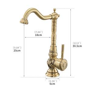 Mezclador de agua grifos grúa, caliente y fría sola manija <span class=keywords><strong>cuenca</strong></span> talla grifo rotación <span class=keywords><strong>cuenca</strong></span> grifos de latón antiguo baño grifo - Product Image 2