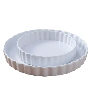 Custom Porselein Bakvormen Plaat Schotel Witte Keramische Bakken Schaaltje Taart Pie Pan