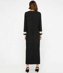 2019 nuovi disegni maniche lunghe moda Dubai Foular pizzo <span class=keywords><strong>nero</strong></span> musulmano abito <span class=keywords><strong>Abaya</strong></span> - Product Image 6